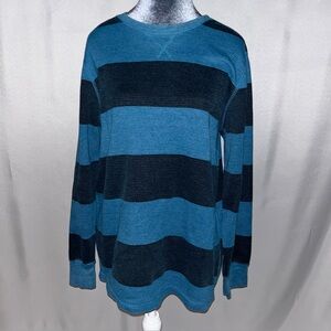 Black and Blue Striped Long Sleeve Shirt